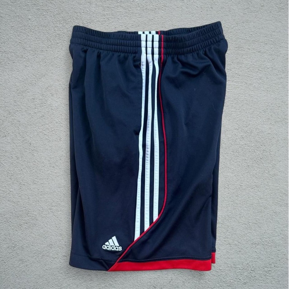 Adidas Navy Blue Basketball Shorts XL White Red Stripes